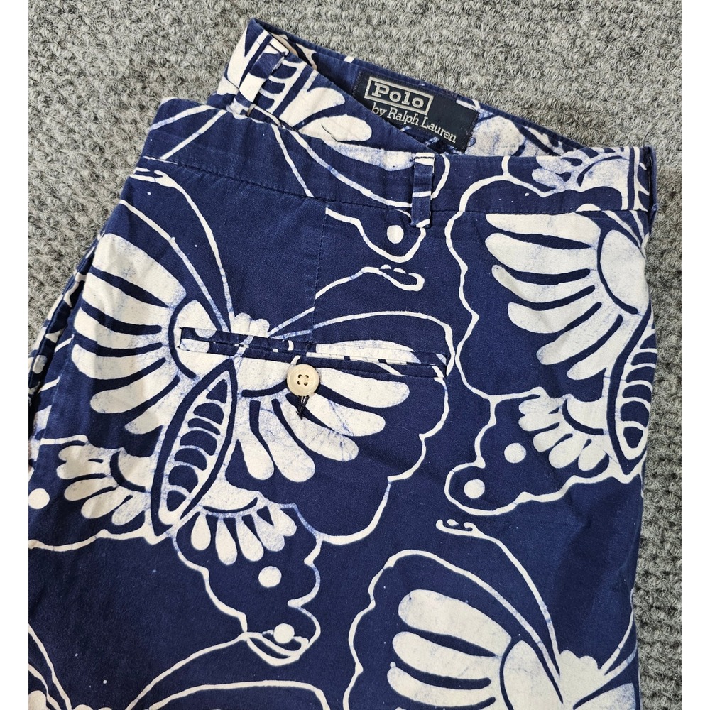Polo Ralph Lauren Butterfly Print Shorts Casual Summer Blue White 38" read Mens